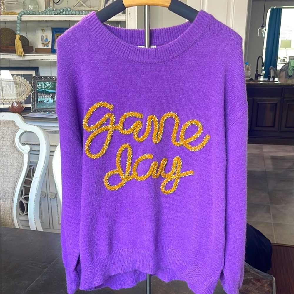 BiBi Purple Sweater with Gold Script